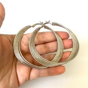 Hoops Earrings Extra Large Silver Tone Jewelry